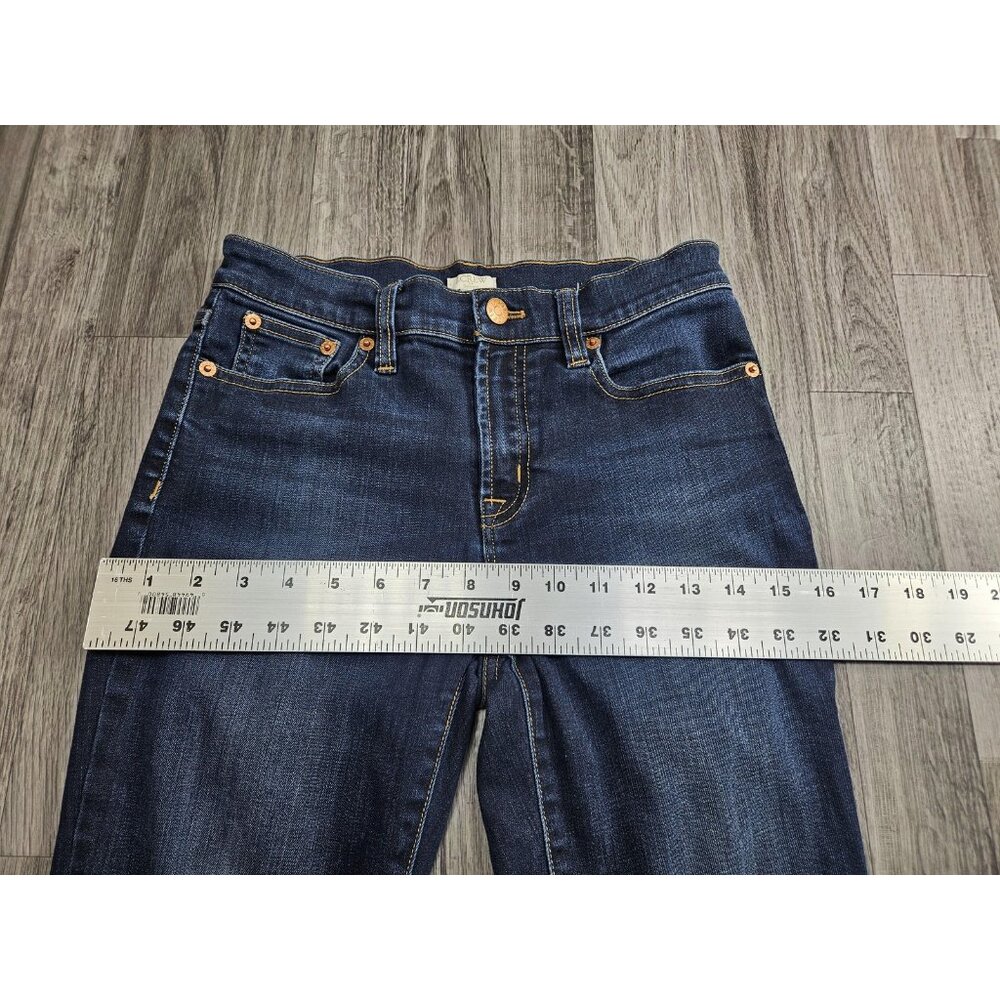 J.Crew Jeans Womens 25 Blue Dark Wash Stretch Mid Rise Skinny Denim Casual - Picture 7 of 10